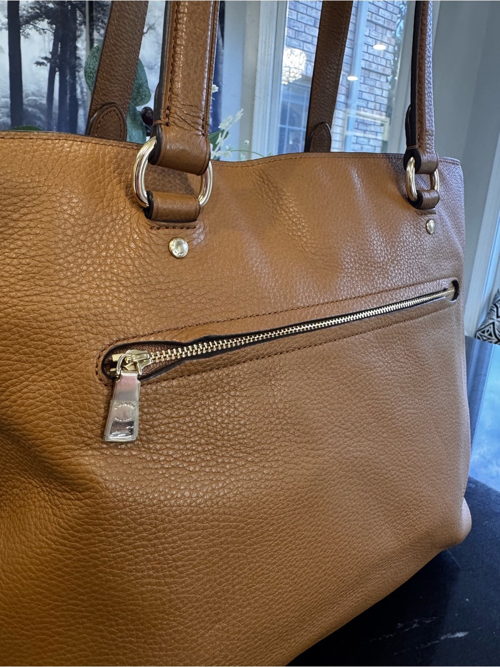 🤎Coach Pebbled Leather Zip Top Tote (Style F48637) in Saddle/Cognac. - Picture 14 of 16